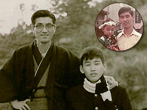 創業社長の勝（左）と現社長の充徳（中央）、そして現専務の昌稔（円内左）